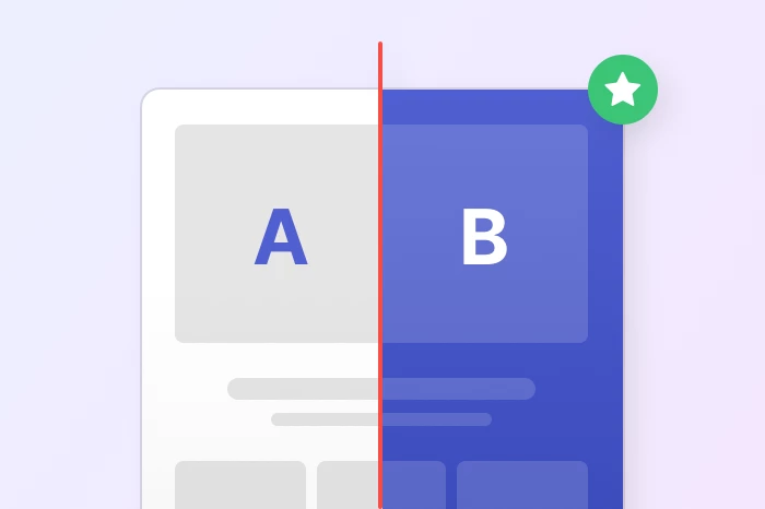 An illustration showing two variants of a page being tested against each other.